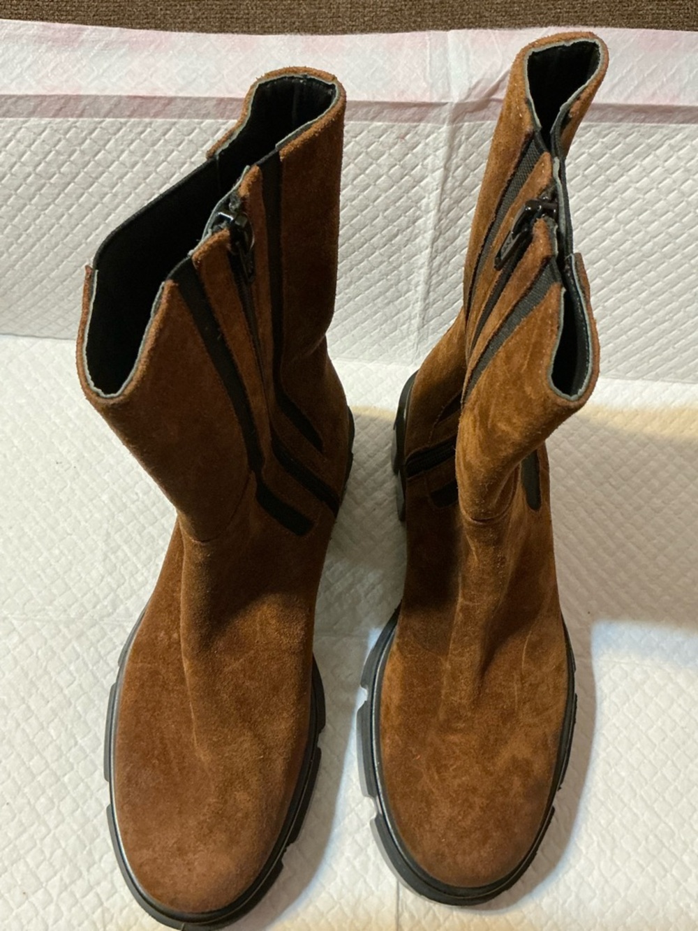 Free People Black and Brown Suede Boots